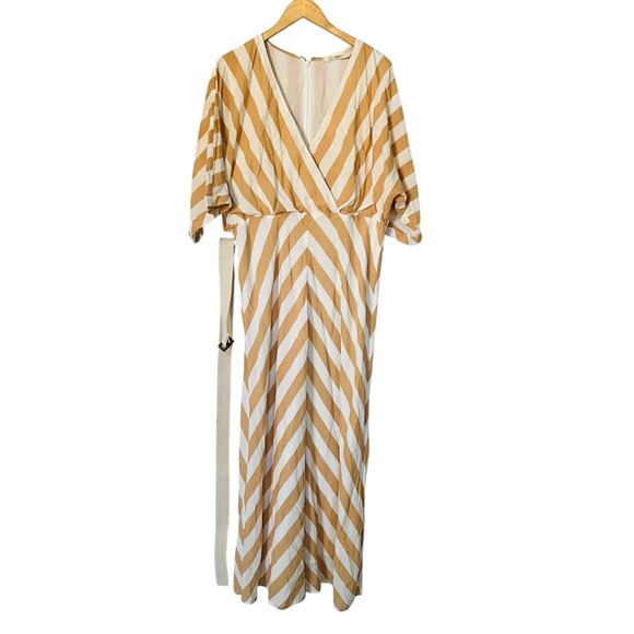 Eshakti Zapelle Striped Belted Dolman Short Sleeve Maxi Dress Size XL - Picture 1 of 7
